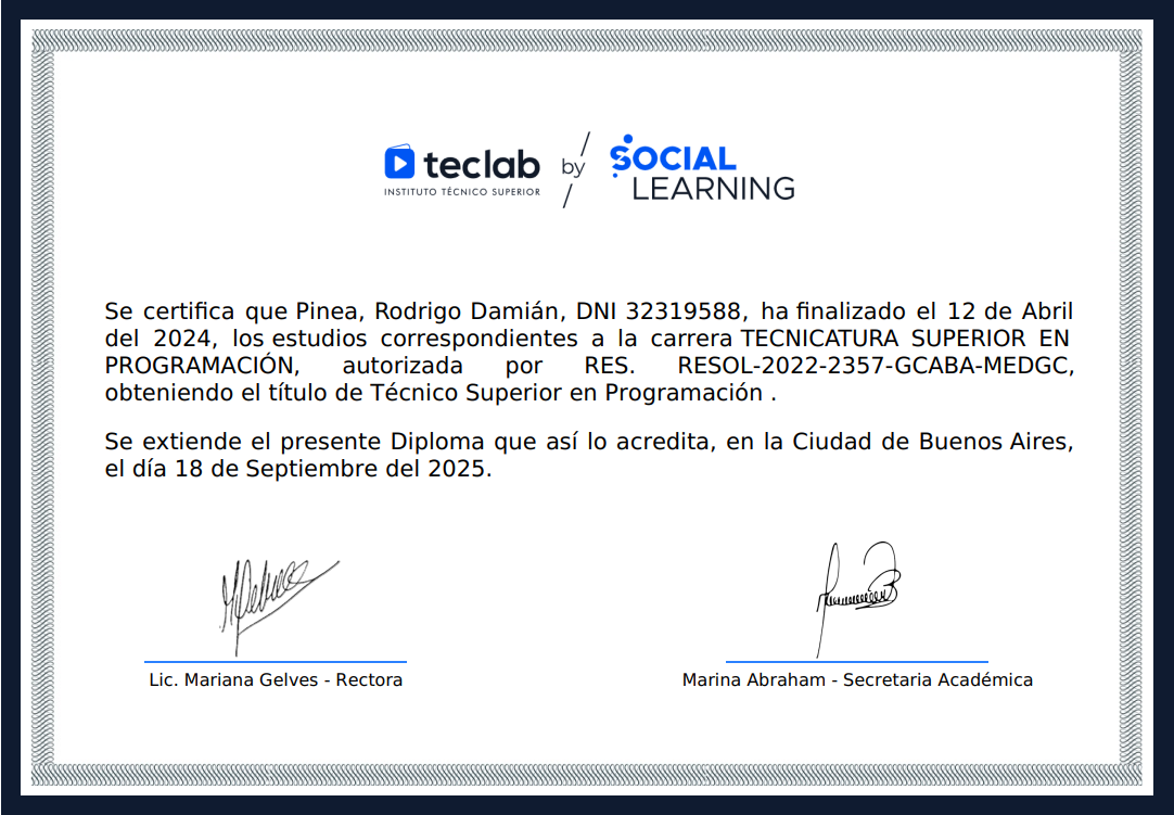 Certificado Teclab